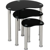 Cara Nest Of Tables Black Glass/Silver